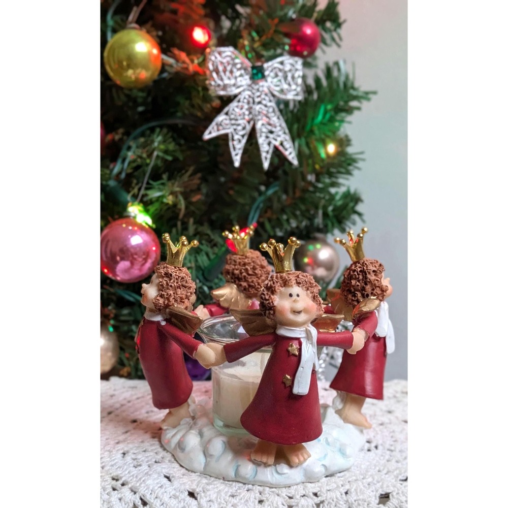 Christmas Angel Tea Light Holder, Angel Circle Candle Holder, Holiday Table Deco